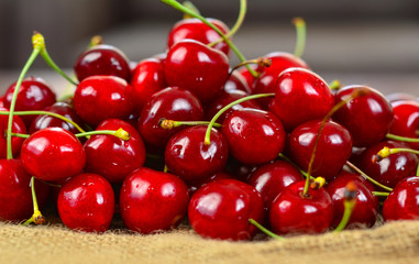 Close up of pile of cherries         