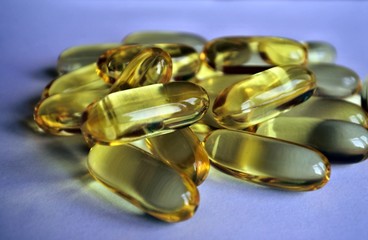 Isolated pile of fish oil, omega3 vitamin, cod liver oil, supplement 