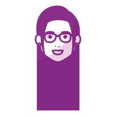 beautiful and young woman head character vector illustration design