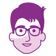 young man head avatar character vector illustration design