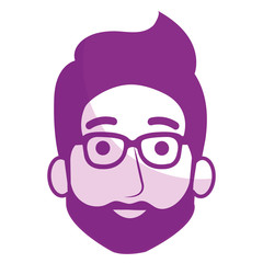 young man head avatar character vector illustration design