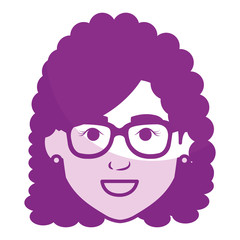 beautiful and young woman head character vector illustration design