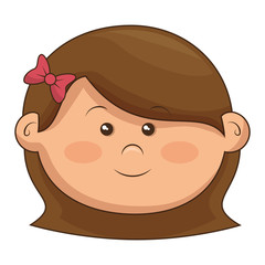 cute little girl head character vector illustration design