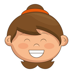 cute little girl head character vector illustration design