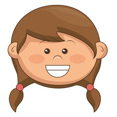cute little girl head character vector illustration design