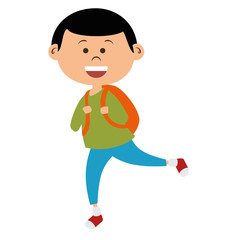 cute little boy with bag school character vector illustration design