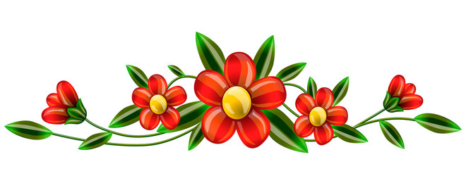 Beautiful simple flowers and Bud, floral vector composition