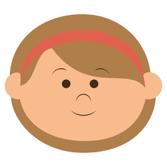 cute little girl head character vector illustration design