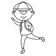 cute little boy with bag school character vector illustration design