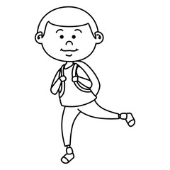 cute little boy with bag school character vector illustration design