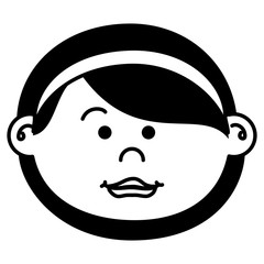 cute little girl head character vector illustration design