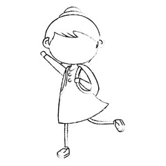 cute little girl with school bag character vector illustration design