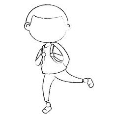 cute little boy with bag school character vector illustration design