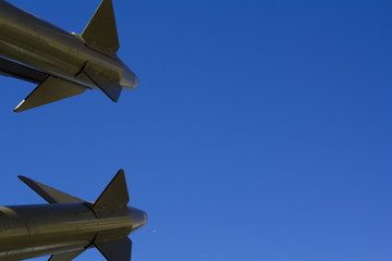Missiles on a blue background
