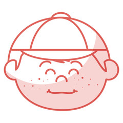 cute little boy head character vector illustration design