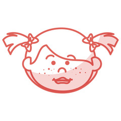 cute little girl head character vector illustration design