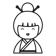 cute Little japanese doll vector illustration design