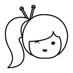 cute Little japanese doll head vector illustration design