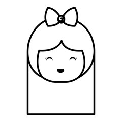 cute Little japanese doll head vector illustration design