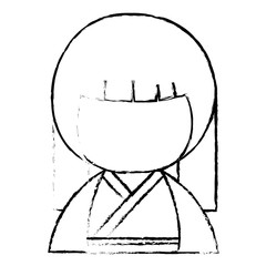 cute Little japanese doll vector illustration design
