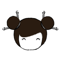 cute Little japanese doll head vector illustration design