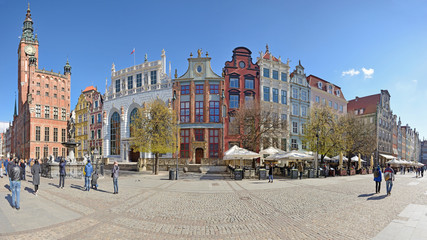 Old town of Gdansk -Stitched Panorama - obrazy, fototapety, plakaty