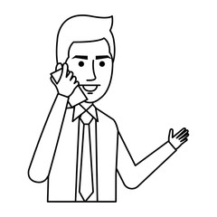 elegant businessman with smartphone avatar character vector illustration design