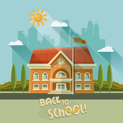 Obraz na płótnie Canvas Back to school vector illustration with school supplies. School theme