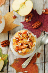 Caramelized apples pecan greek yogurt parfait