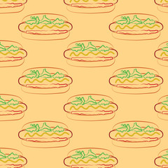 Seamless pattern of hot dog. Vector illustration
