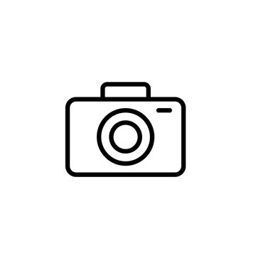 camera icon thin line black on white background