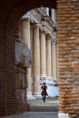Traveler Male model in historic city