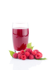 fresh raspberry juice with fresh berries isolated.