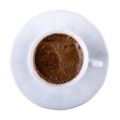 Cup of coffee on a white background