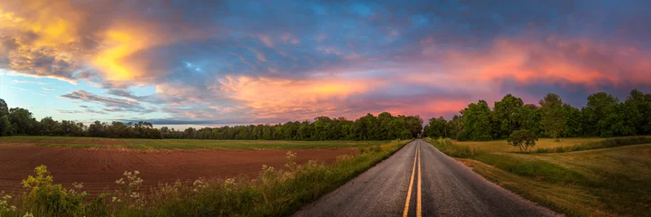 Fotobehang Beautiful sky with country road © Philip Steury