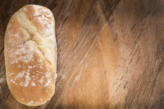 Handmade bread on wooden table