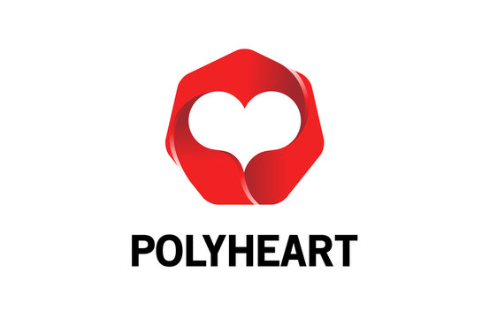 Polygon Heart Logo Design Illustration