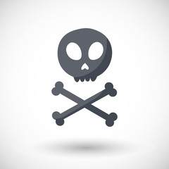 Skull and crossbones vector flat icon