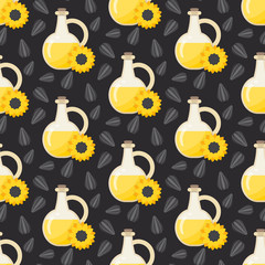 Sunflower oil seamless pattern