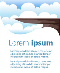 Vector mountain Illustration of the big brown rocks under the blue sky The space for the text for the brochure or website