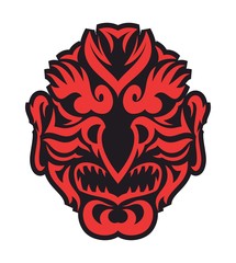 Tribal evil mask. Japanese tengu 