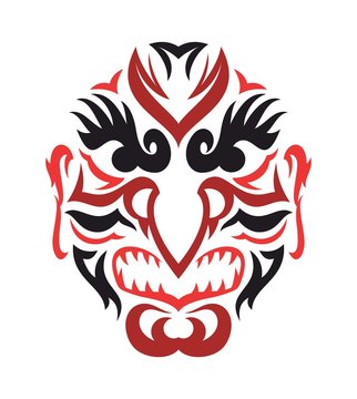 Tribal evil mask. Japanese tengu 
