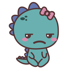 A dinosaur sad girl 
