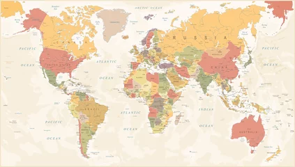 Store enrouleur Carte du monde Carte du monde vintage - Illustration vectorielle