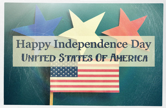 Happy independence day of USA - text card. celebrate  on 4 July.  
