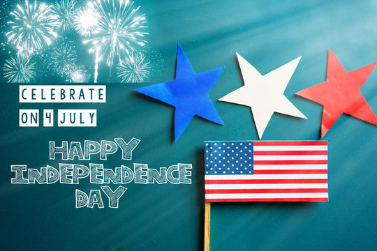 Happy independence day of USA - text card. celebrate  on 4 July.  
