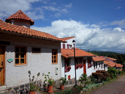A pretty street in Pueblito Boyacense, every street represents a different village in the Colombian department of Boyaca