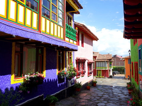 A pretty street in Pueblito Boyacense, every street represents a different village in the Colombian department of Boyaca