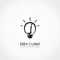 Idea Logo. Letter F on Lamp Idea Logo