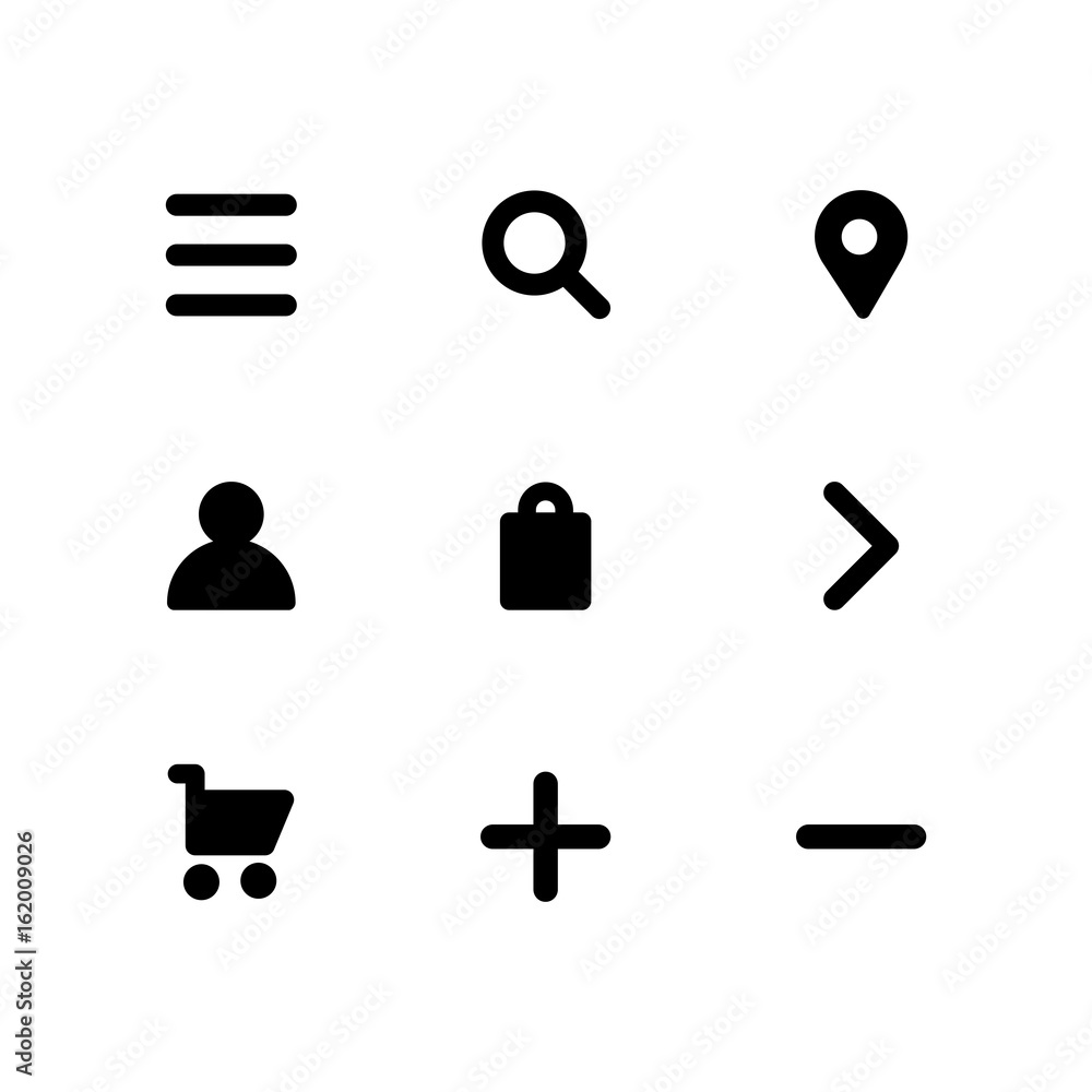 Poster vector icon set in flat design. ui social icon set isolated for web or app design.